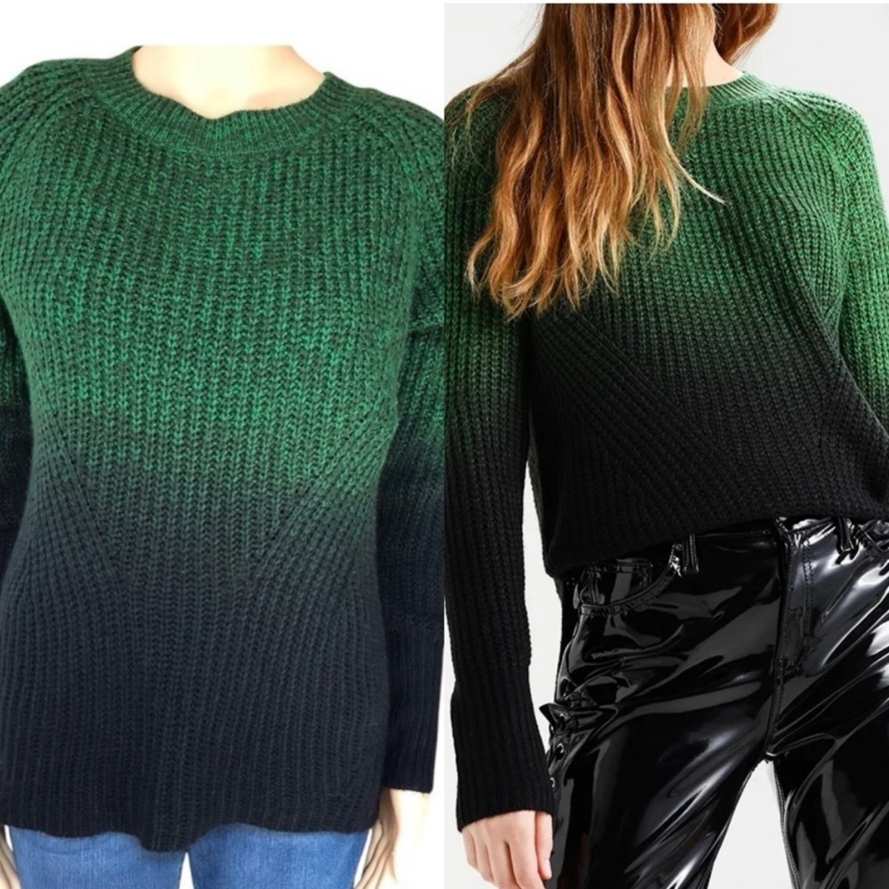 Topshop ombré Green Light Weight Chunky Knit Pullover Sweater Size 2
